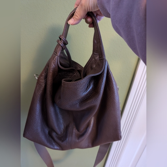 Brown leather Furla 2 way crossbody bag purse - Picture 2 of 9